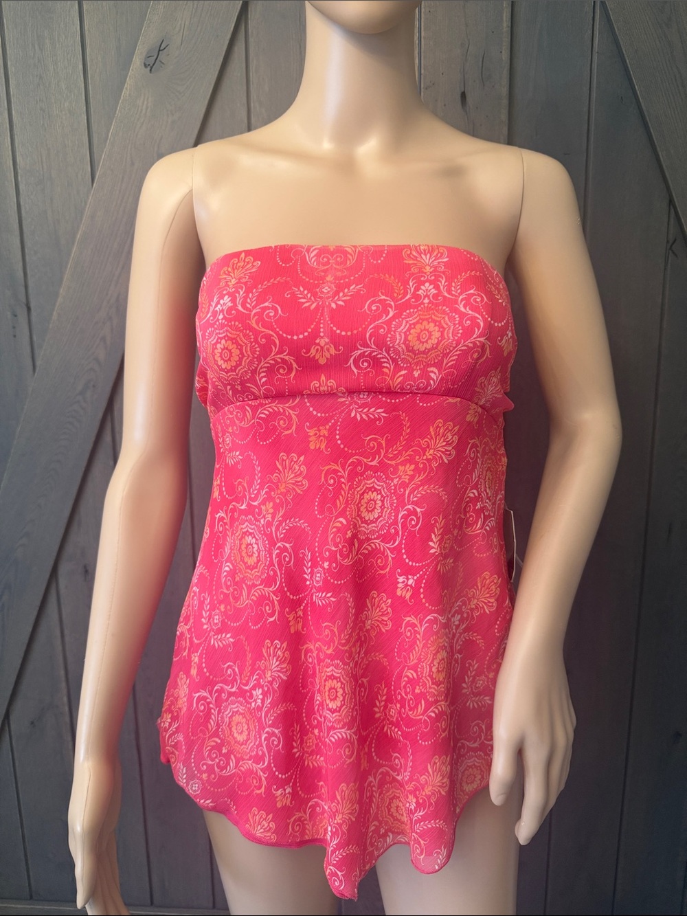 zinc Coral Pink Strapless Printed Babydoll Camisole